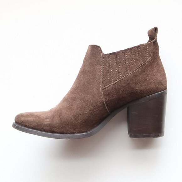 Steve Madden Pauze Khaki Suede Leather Block Heel Chelsea Ankle Boots / Booties - Picture 10 of 16